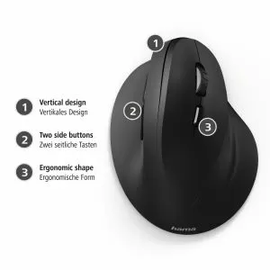 Mouse ergonomic cu fir HAMA EMC-500, USB, 1000/1400/1800 dpi, negru