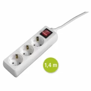 Priză HAMA 30382 3 prize, 1,4 m, alb cu buton pornit/oprit