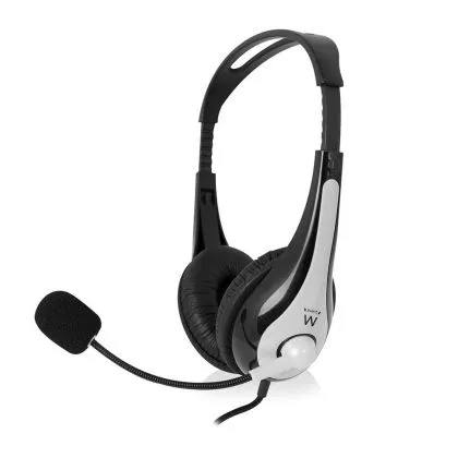 Căști Ewent EW3562, microfon, 2 mufe de 3,5 mm, cablu de 2,0 m, gri/negru