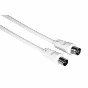 Cablu antenă HAMA 205031, Coaxial tată - Coaxial mamă, 10 m, 75dB, Ecranat, Alb