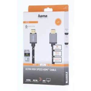 Cablu HAMA Ultra HD, HDMI mascul - HDMI mascul, 8K, 48GB/s, metalic, 2 m, Posl. conectori, negru