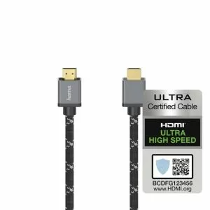 Cablu HAMA Ultra HD, HDMI mascul - HDMI mascul, 8K, 48GB/s, metalic, 2 m, Posl. conectori, negru