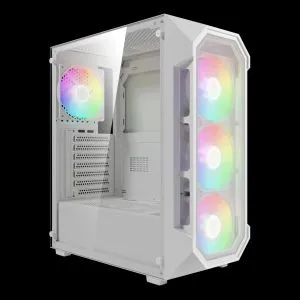 Gamdias Case ATX - AURA GC1 Elite White - Mesh, RGB, Tempered Glass