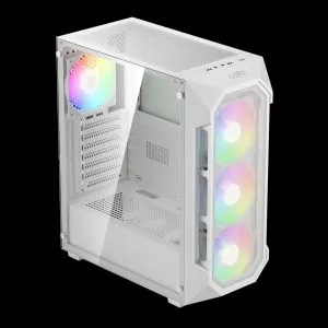 Gamdias Case ATX - AURA GC1 Elite White - Mesh, RGB, Tempered Glass