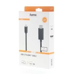 Kablo HAMA 200718, USB-C erkek - HDMI erkek, Ultra HD, 4K, 1,5 m, Siyah