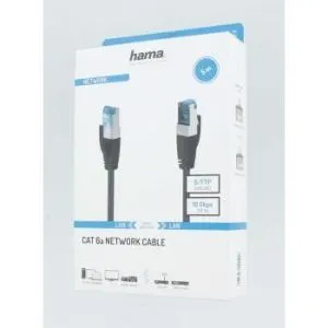 Cablu de rețea HAMA, S/FTP CAT 6a, 10 Gbit/s, S/FTP RJ-45-RJ45, 5 m, Negru