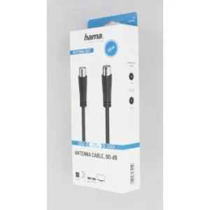 Cablu antenă HAMA, coaxial tată - Coaxial mamă, 1,5 m, 90 dB, negru