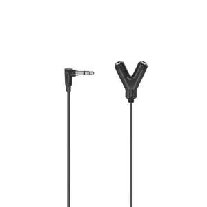 Adaptor audio HAMA jack 3,5 mm mascul - 2 jack 3,5 mm femelle, 0,2 m, Negru