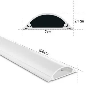 Hama Cable Duct, Self-adhesive, Semicircular, 100 x 7 x 2.1 cm, 220894