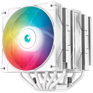 DeepCool AG620 WH ARGB, răcitor de aer pentru procesor, ventilator ARGB PWM 2x120mm, TDP 260W, 6 conducte de căldură, Intel LGA2066/2011-v3/2011/1700/1200/115x, AMD AM5/AM4,129×13×13 mm ×H), rulment hidro, 2Y,R-AG620-WHANMN-G-2