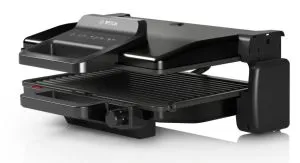 Grătar de contact Bosch TCG3323, Grătar de contact 3 în 1, 2000 W, Plăci grătar detașabile din aluminiu cu acoperire ceramică antiaderentă, negru