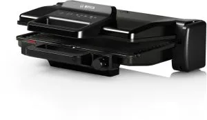Grătar de contact Bosch TCG3323, Grătar de contact 3 în 1, 2000 W, Plăci grătar detașabile din aluminiu cu acoperire ceramică antiaderentă, negru
