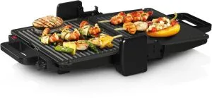 Grătar de contact Bosch TCG3323, Grătar de contact 3 în 1, 2000 W, Plăci grătar detașabile din aluminiu cu acoperire ceramică antiaderentă, negru
