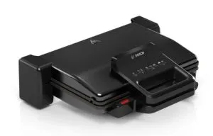 Grătar de contact Bosch TCG3323, Grătar de contact 3 în 1, 2000 W, Plăci grătar detașabile din aluminiu cu acoperire ceramică antiaderentă, negru