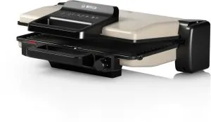 Grătar de contact Bosch TCG3302, Grătar de contact 3 în 1, 2000 W, Plăci grătar detașabile din aluminiu cu acoperire ceramică antiaderentă, argintiu