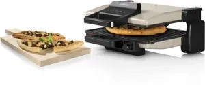 Grătar de contact Bosch TCG3302, Grătar de contact 3 în 1, 2000 W, Plăci grătar detașabile din aluminiu cu acoperire ceramică antiaderentă, argintiu