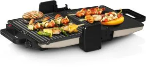 Grătar de contact Bosch TCG3302, Grătar de contact 3 în 1, 2000 W, Plăci grătar detașabile din aluminiu cu acoperire ceramică antiaderentă, argintiu