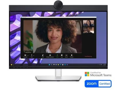 Monitor Dell P2424HEB, videoconferință de 23,8 inchi, FullHD (1920x1080) AG, IPS, 16:9, 5ms, 1000:1, 250 cd/m2, 99% sRGB, HDMI, DP, USB-C, USB 3.2, hub, RJ45 1x cameră 4MP RGB + IR 2K, 2x microfon digital, 2x difuzor de 5W, reglare înălțime, pivotare, piv