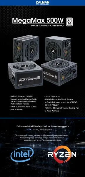 Zalman PSU MegaMax 500W 80+ ZM500-TXII