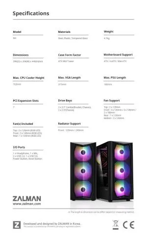 Zalman Case ATX - N4 - RGB, Tempered Glass