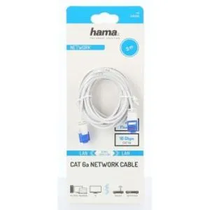 Cablu de rețea HAMA Flexi-Slim, U/UTP CAT 6a, 10 Gbit/s, RJ-45 - RJ45, 3,0 m, Alb