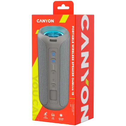 CANYON OnMove 15, Bluetooth speaker, Beige, IPX6, 2*20W, 7.4V 2600mah battery, EQ, TWS, AUX, Hand-free