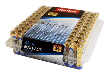 Baterii alcaline MAXELL LR6 AA 10x10 buc / 100 buc. într-o cutie din PVC