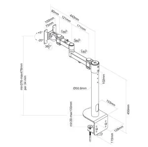 Stand Neomounts by NewStar Flat Screen Desk Mount (clamp), high capacity