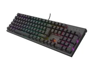 Tastatură Genesis Tastatură mecanică pentru jocuri Thor 303 RGB Lumină de fundal maro Comutator Aspect SUA Negru