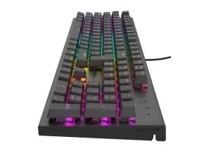 Tastatură Genesis Tastatură mecanică pentru jocuri Thor 303 RGB Lumină de fundal maro Comutator Aspect SUA Negru