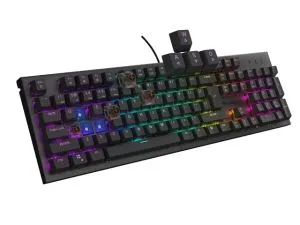 Tastatură Genesis Tastatură mecanică pentru jocuri Thor 303 RGB Lumină de fundal maro Comutator Aspect SUA Negru