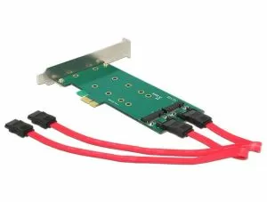 Card Delock PCI Express x1 - 2 x chei interne M.2 B 110 mm, factor de formă cu profil redus