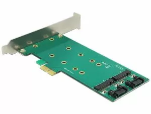 Card Delock PCI Express x1 - 2 x chei interne M.2 B 110 mm, factor de formă cu profil redus
