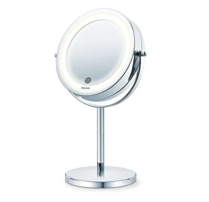 Oglinda cosmetica Beurer BS 55 Oglinda iluminata, senzor tactil, 18 LED-uri, zoom 7 x, 2 oglinzi pivotante, 13 cm