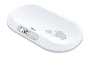 Scale Beurer BY 90 baby scale, Data transfer via Bluetooth, Automatic and manual hold function, Curved weighing surface, 10 Measurement memory spaces