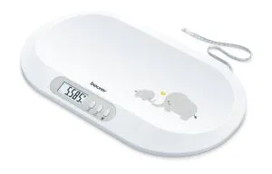 Scale Beurer BY 90 baby scale, Data transfer via Bluetooth, Automatic and manual hold function, Curved weighing surface, 10 Measurement memory spaces