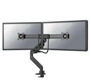 Stand Neomounts de la NewStar Screen Desk Mount 2 ecrane (clemă topfix și manșon) pentru 2 ecrane de monitor, negru
