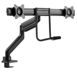 Stand Neomounts de la NewStar Screen Desk Mount 2 ecrane (clemă topfix și manșon) pentru 2 ecrane de monitor, negru