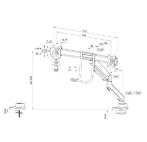Stand Neomounts de la NewStar Screen Desk Mount 2 ecrane (clemă topfix și manșon) pentru 2 ecrane de monitor, negru