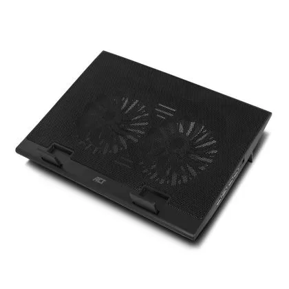 Cooler pentru laptop ACT, până la 17", cu două ventilatoare, hub USB, negru