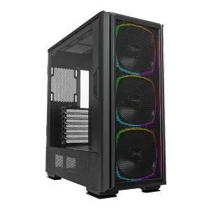 Cutie Montech SKY TWO GX, carcasă de mijloc turn, TG, ventilatoare ARGB 3x140 mm, negru