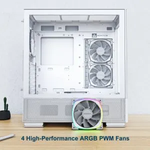 Montech кутия SKY TWO, Mid-tower Case, TG, 4x120mm ARGB Fans, White