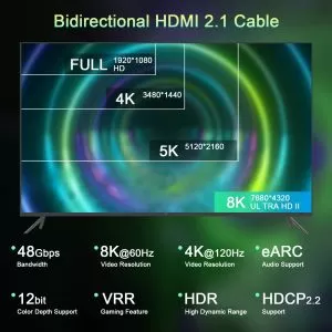 VCom Кабел HDMI v2.1 M / M 2.0m  - 8K Dolby Vision HDR, Black/Grey - CG805-2.0m