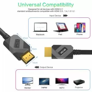 VCom Кабел HDMI v2.1 M / M 2.0m  - 8K Dolby Vision HDR, Black/Grey - CG805-2.0m
