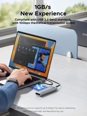 Orico Storage - Case - M.2 NVMe/SATA M/B key - USB3.1 Type-C, Silicone Protective Case, 10Gbps - AXM2S-G2-GY-BP