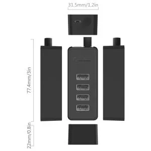 Orico hub USB2.0 HUB 4 porturi - intrare USB/Micro USB, negru - W5P-U2-100-BK-EP