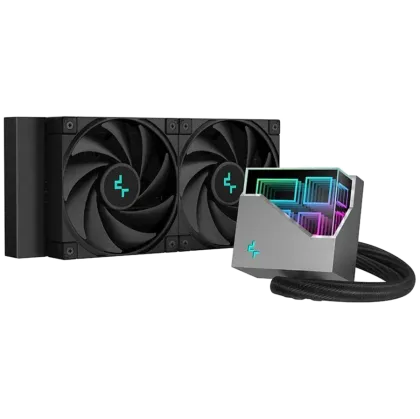 DeepCool LT520, răcitor de lichid pentru procesor de 240 mm, ventilatoare FK120 PWM FDB de 2x120 mm, pompă de apă a patra generație, capac superior pentru oglindă Infinity ARGB multidimensională, negru, Int.LGA2066/2011v3/2011/1700/1200/1200/1200/1200/150