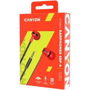 CANYON headphones SEP-4 Mic Flat 1.2m Red