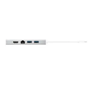 Hub cu 6 porturi j5create Mini Dock JUD380, USB 3.0, Gigabit Ethernet, HDMI, VGA, USB-B, alb