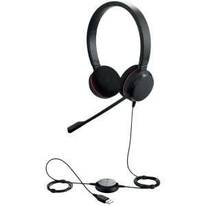 JABRA EVOLVE 20 MS Stereo USB Headband, Noise cancelling, USB connector, with mute-button and volume control on the cord, with foam ear cushion, Microsoft optimized